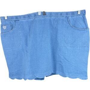 Quacker Factory DreamJeannes Skort 3X Short Blue Stretch Denim Heart Pocket NWT